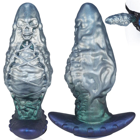Big Silicone Skull Butt Plug Prostate Massager Fantasy Monster alien Anal Trainer Wearable Dildo Anal Stretcher Vaginal Plug