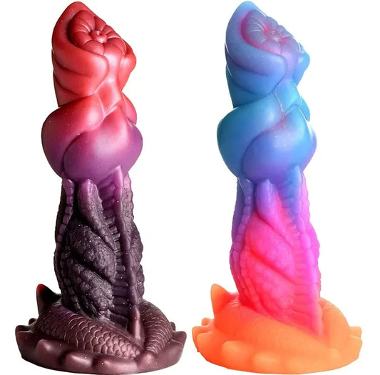 Hot Sale Colourful Luminous Dildo Monster alien Penis Soft Silicone  with Strong Suction Cup for Women Adult Sex Toys