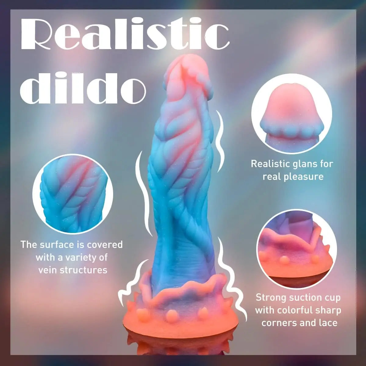 Realistic Silicone Anal Plug Alien Dildo Monster Fantasy Dragon Dildo with Suction Cup Luminous Penis Adult Sex Toys for Women