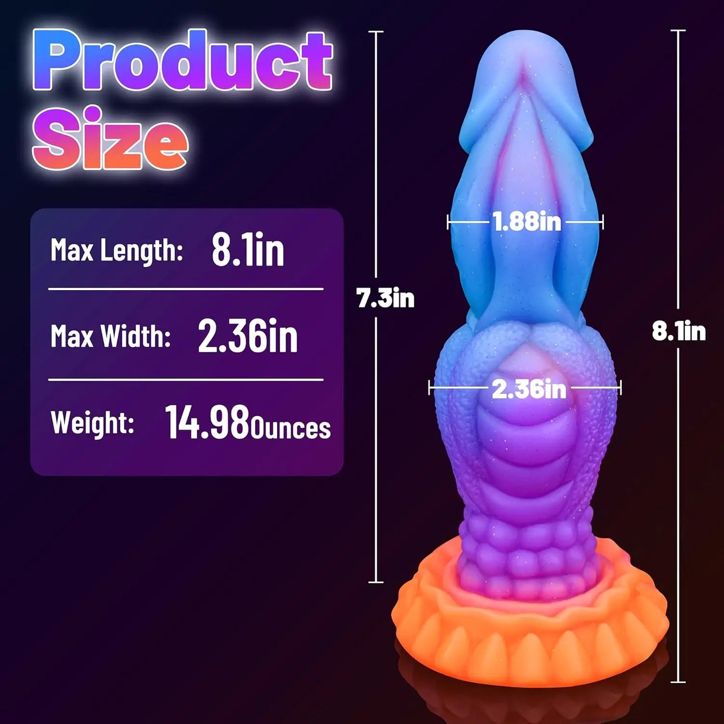 Colorful Luminous Dildo Monster alien Dildo Glow in the Dark Adult Anal Toys Silicone Anal Butt Plug with Strong Suction Cup