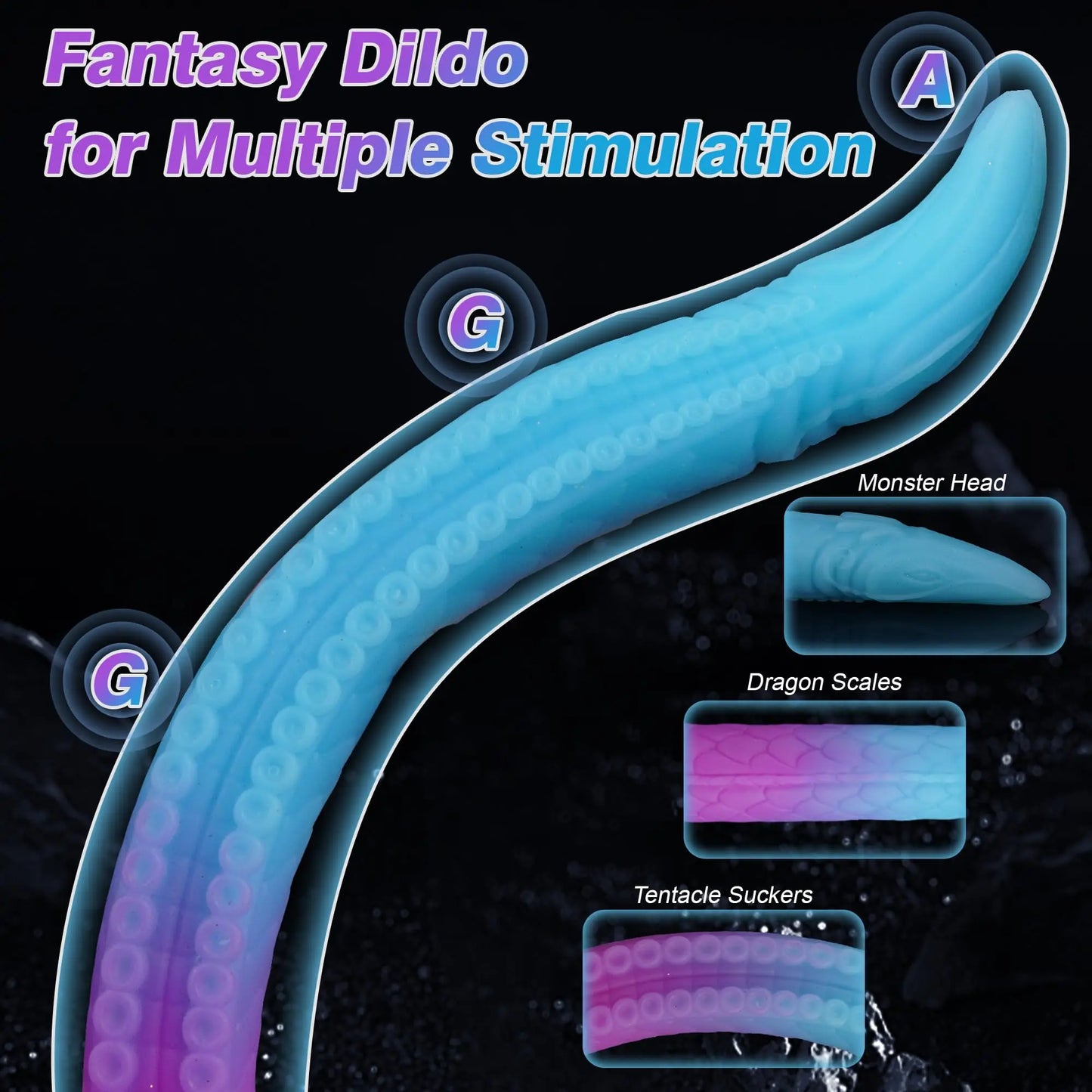 Adult Sex Toys Realistic Animal Octopus Tentacle Dildo Extra Long Rod Whip Luminous Dragon Silicone Anal Plug With Suction Cup