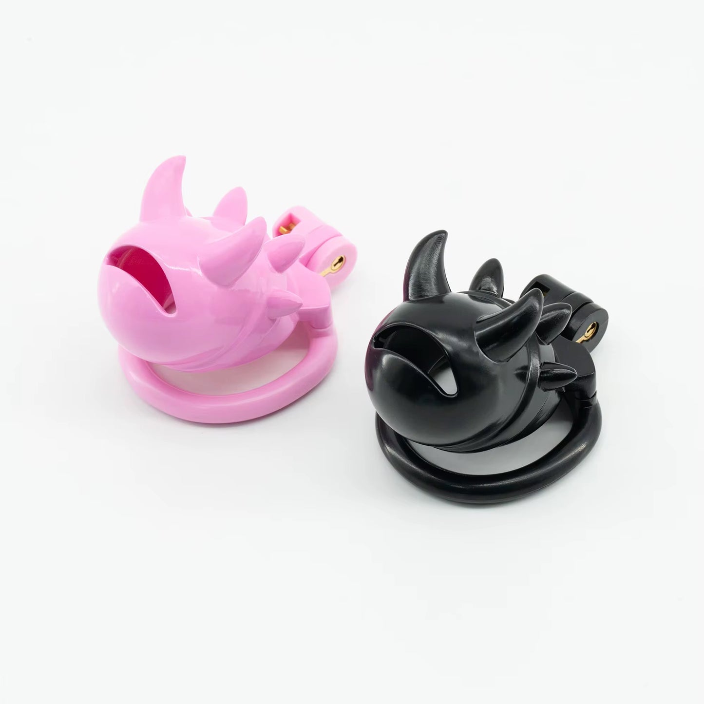 New pink/black plastic devil 😈 male chastity device bondage cage