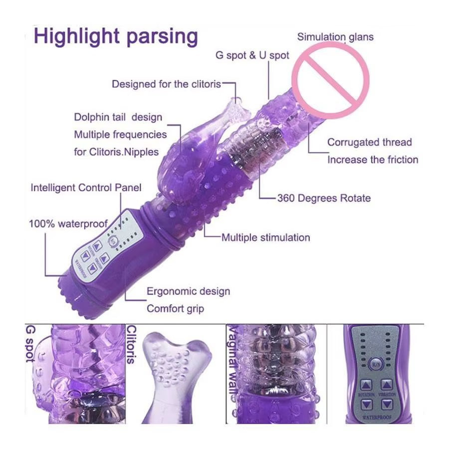 360° Rotating,Dual Motor,Strong Vibration waterproof Rabbit