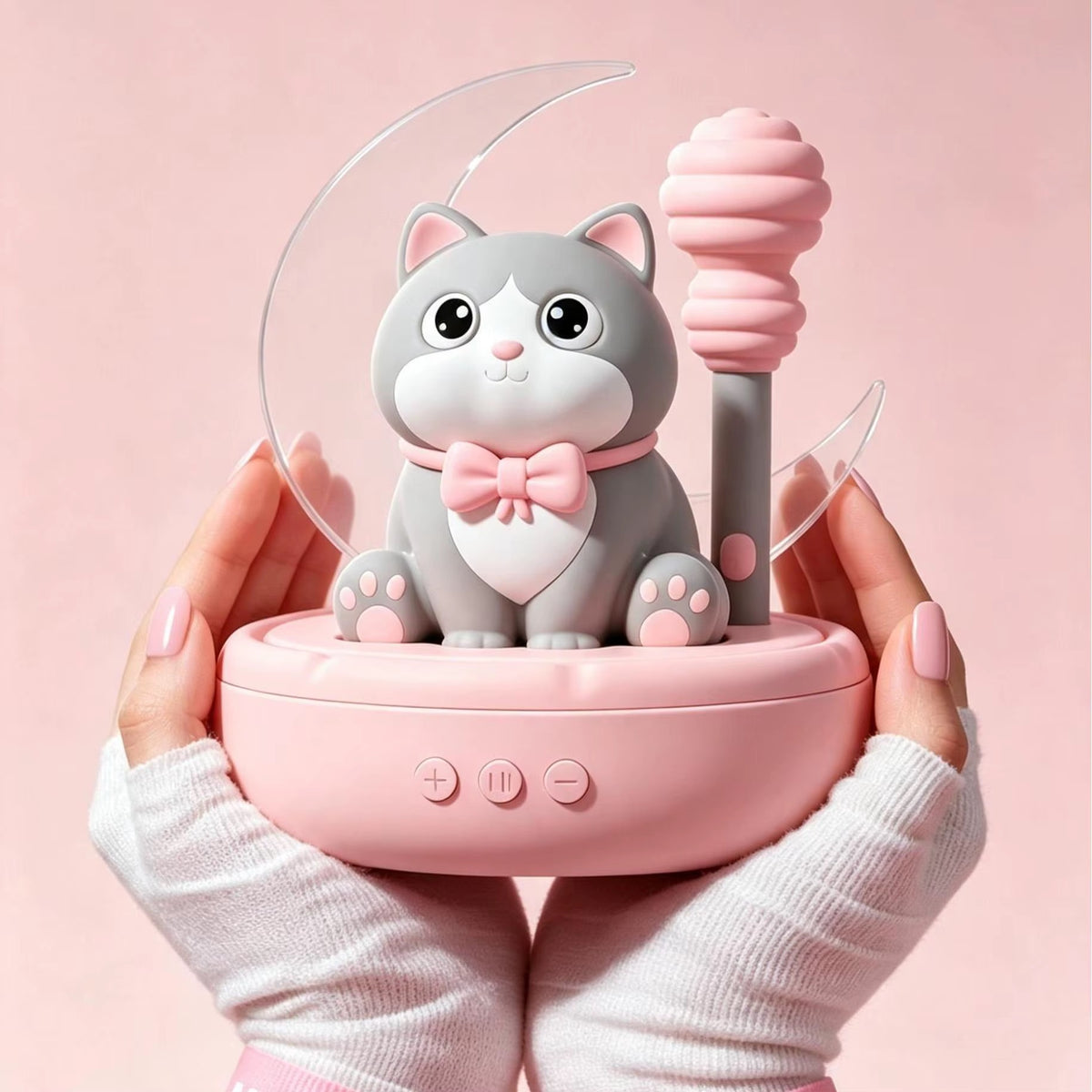 Cute Cat Desk Display that functions as Bluetooth speaker and toy
