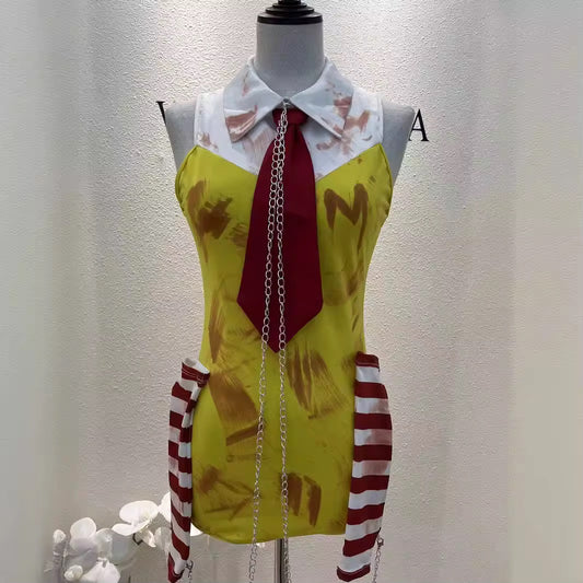 🍔 Sexy Killer Ronald McDonald Halloween Cosplay Costume w/accessories