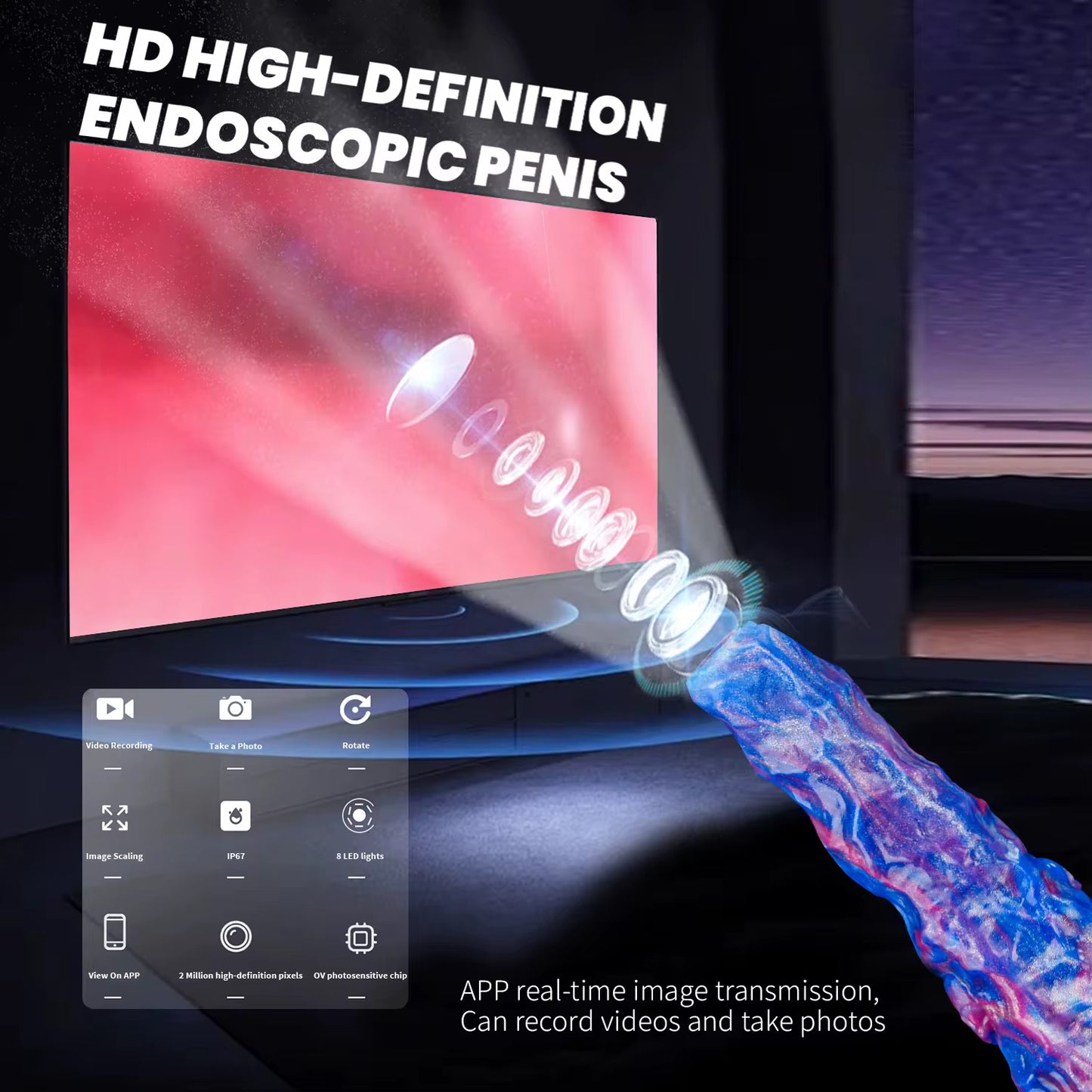 Super Long Endoscope(camera) Skull Alien Dildo
