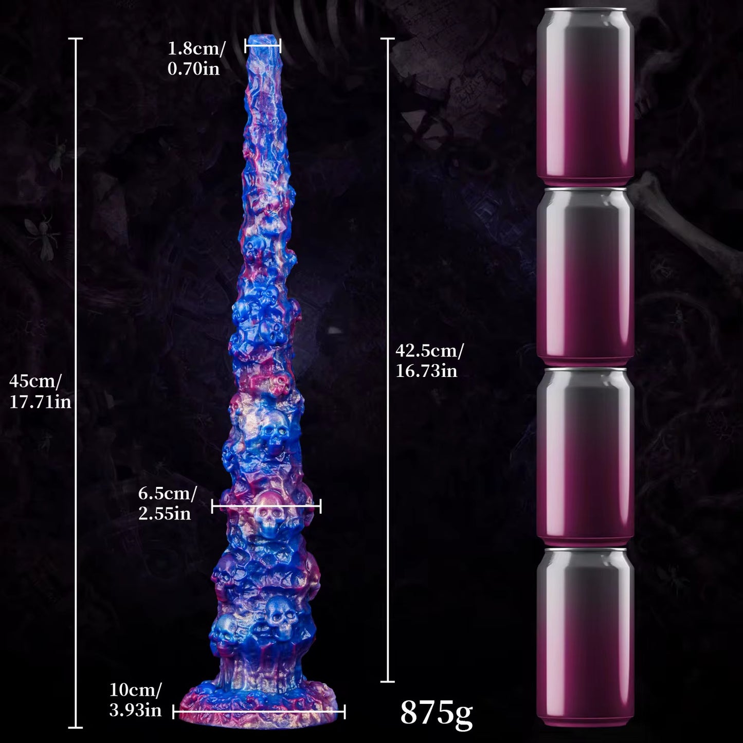 Super Long Endoscope(camera) Skull Alien Dildo
