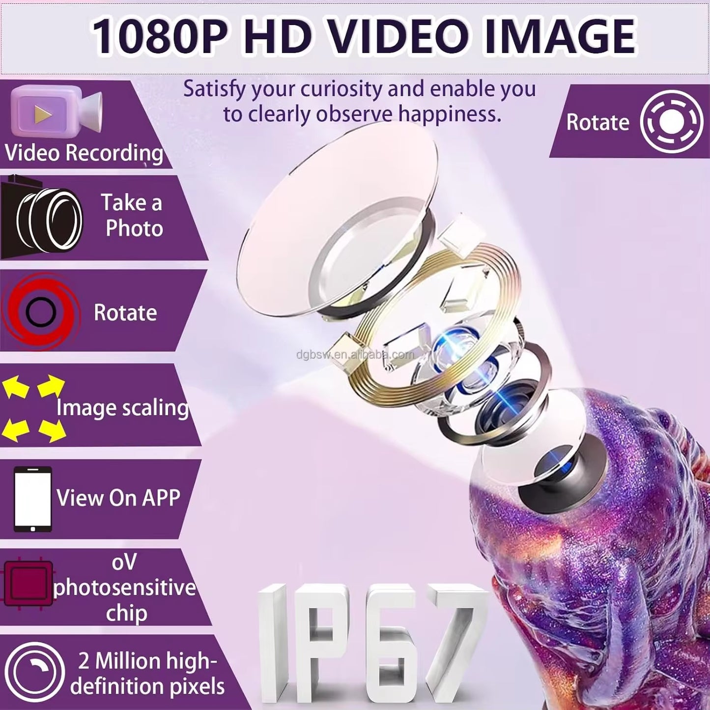 Super Long Endoscope(camera) Skull Alien Dildo