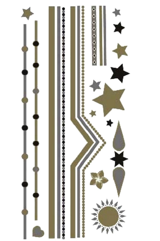 Gold Tattoo Combo- Sun and Stars