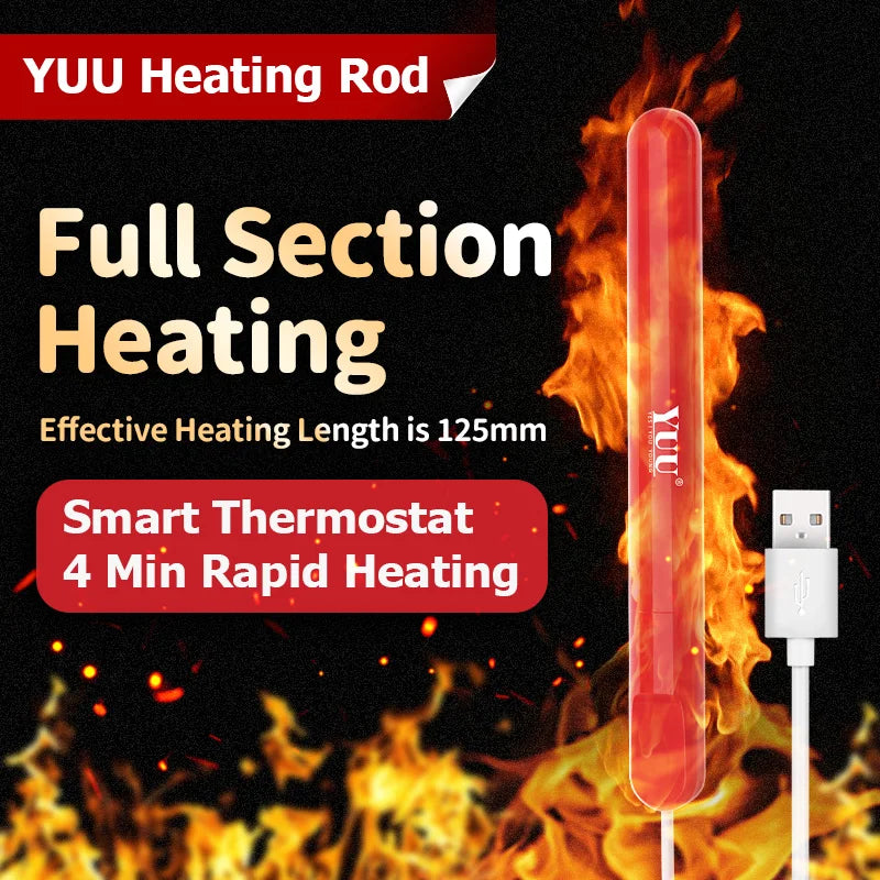 YUU Smart Thermostat USB Heating Rod for Male Masturbator Cup Erotic Sex Toys for Men Heated Bar Stick Anal Vagina Warmer 12.5CM