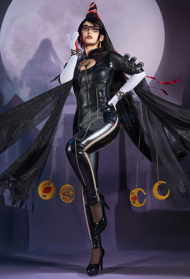 Game Bayonetta Cosplay Costume Halloween Outfits Women Bodysuit Wig