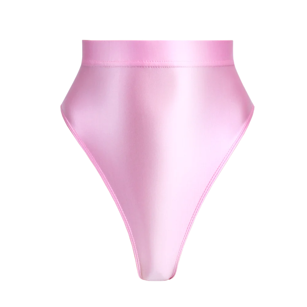 High Waist T-Shaped Short Pants for Women, Shiny Glossy, Monochrome Bikini Tights, High-Fork Briefs, Sexy Underpants, All Season