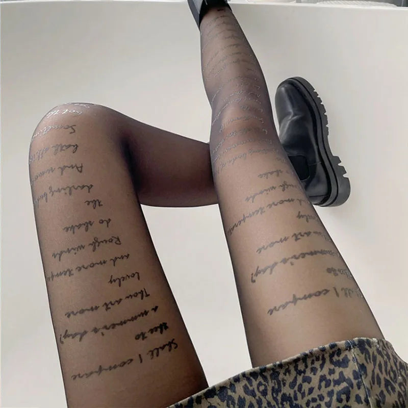 Letter Stockings Nightclub Party Accessories JK Sexy Diamonds Fishnet Tights Women Pantyhose Printed Designer Tights