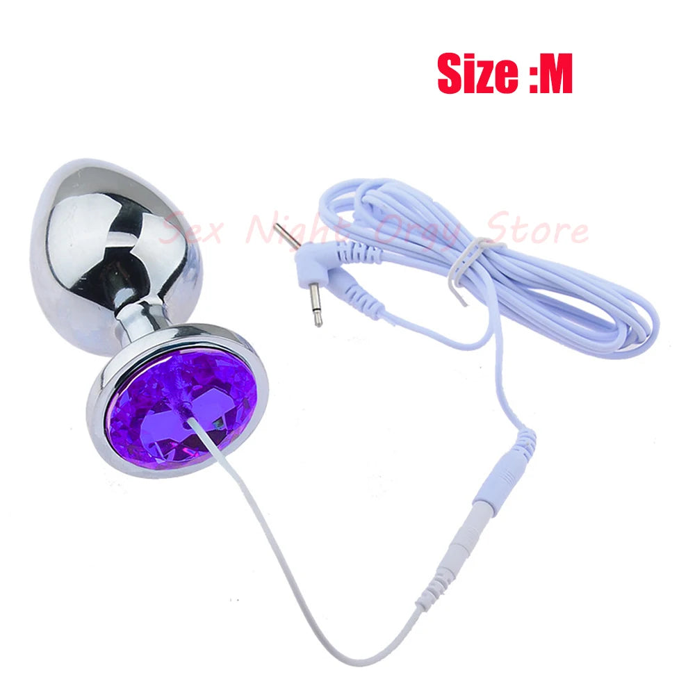 Electro Shock Anal Vaginal Plug Electric Crystal Dildo Butt Plug Bdsm Jump Egg Prostate Massage Vibrator Sexy Toy For Couple Sex