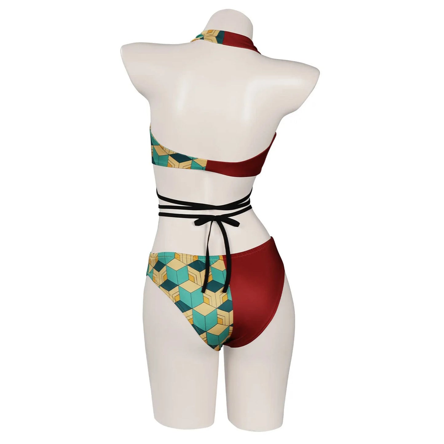 Anime Demon Slayer Kamado Nezuko Cosplay Swimsuit Bikini Cover Up Beach Bathing Two-Piece Swimwear Halloween Carnival Suit gifts