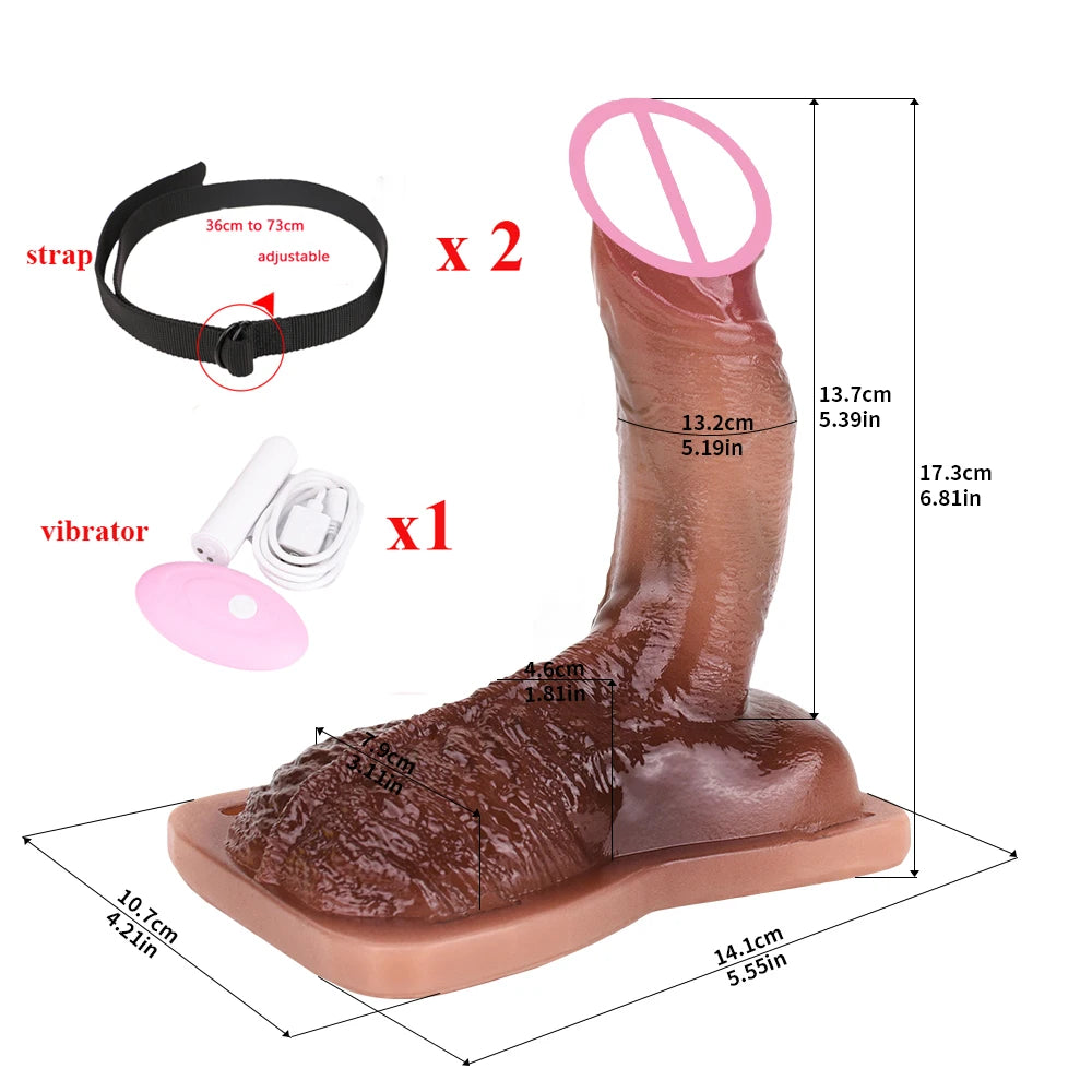 ASHBURN Wireless Control Strapon Silicone Vibrating Penetrate Sex Grinders Realistic Vagina Dildos Underwear Pad Anal Massage