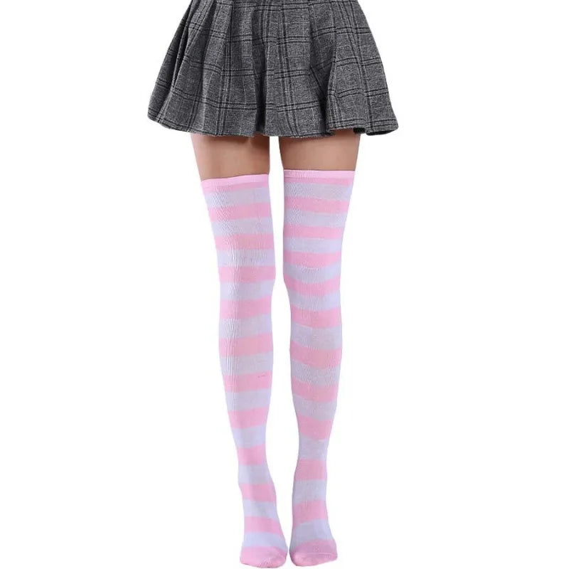 Hot New Cute Sock Stockings Women's Japanese-style Blue White Stripe Knee Legs Sock COSPLAY Anime WOMEN'S Sock