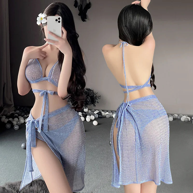 AniLV New Women Mermaid Series Uniform Cosplay Carnival Pool Party Sea Princess Blings Shiny Scales Dress Outfits Set Costumes