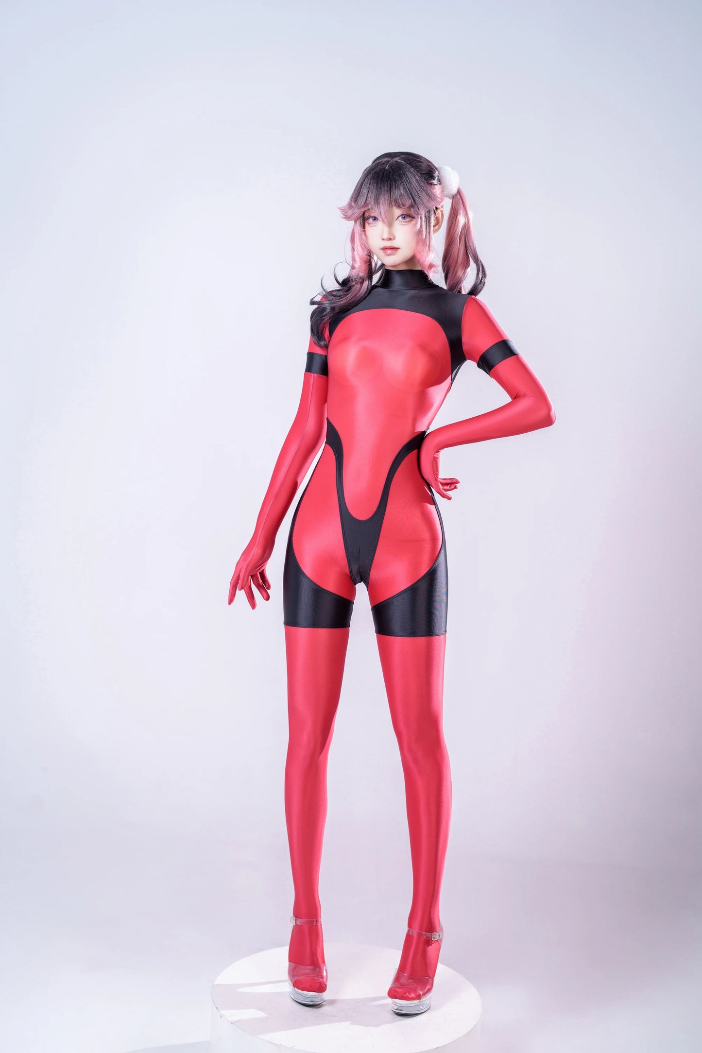 women gloss see through swimsuit Oil shiny back zipper jumpsuit body suits japanese swimsuit play the role Tights