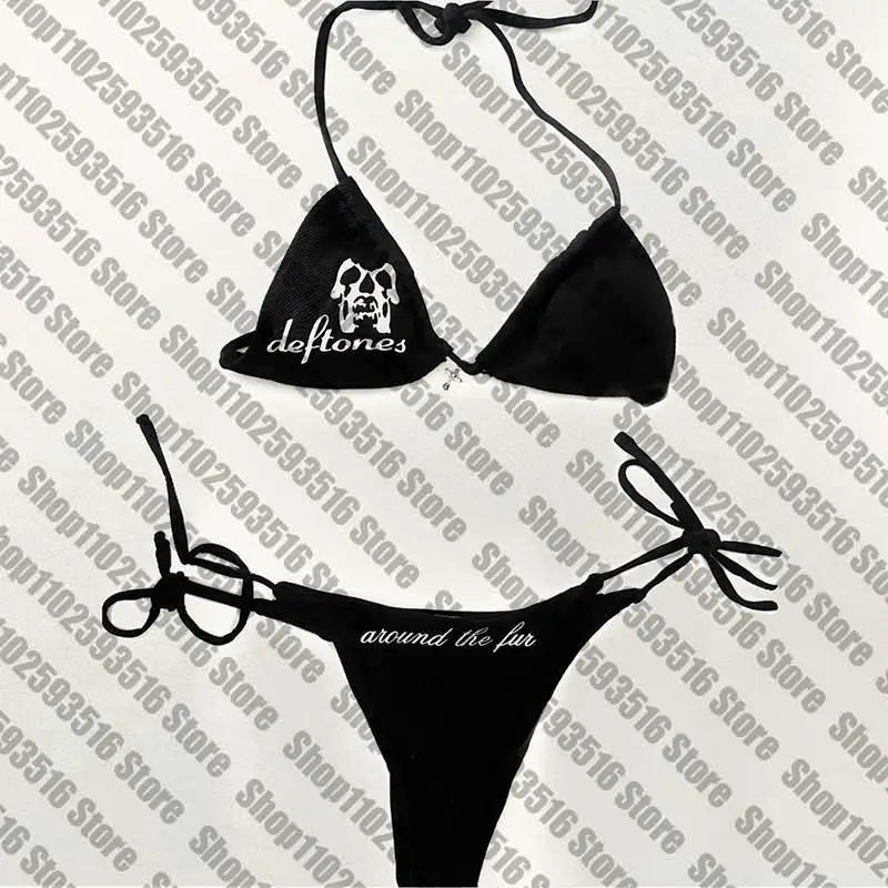 Sexy Women skeleton Y2k Graphic Swimwear Bikini Set Bra Tie Side G-String Thong Beach e Suit Swimsuit Bathing Suit Swimming Suit