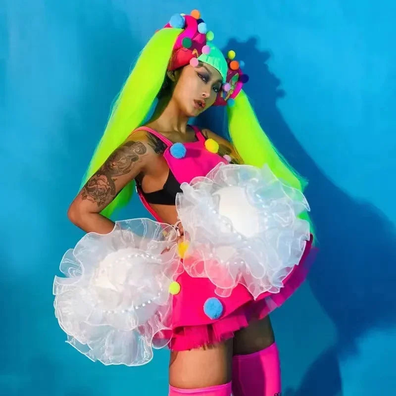 Show Performance Dress Costumes Fluorescent Children's Day Gogo Braid Luminous Women Dancer Handball Props