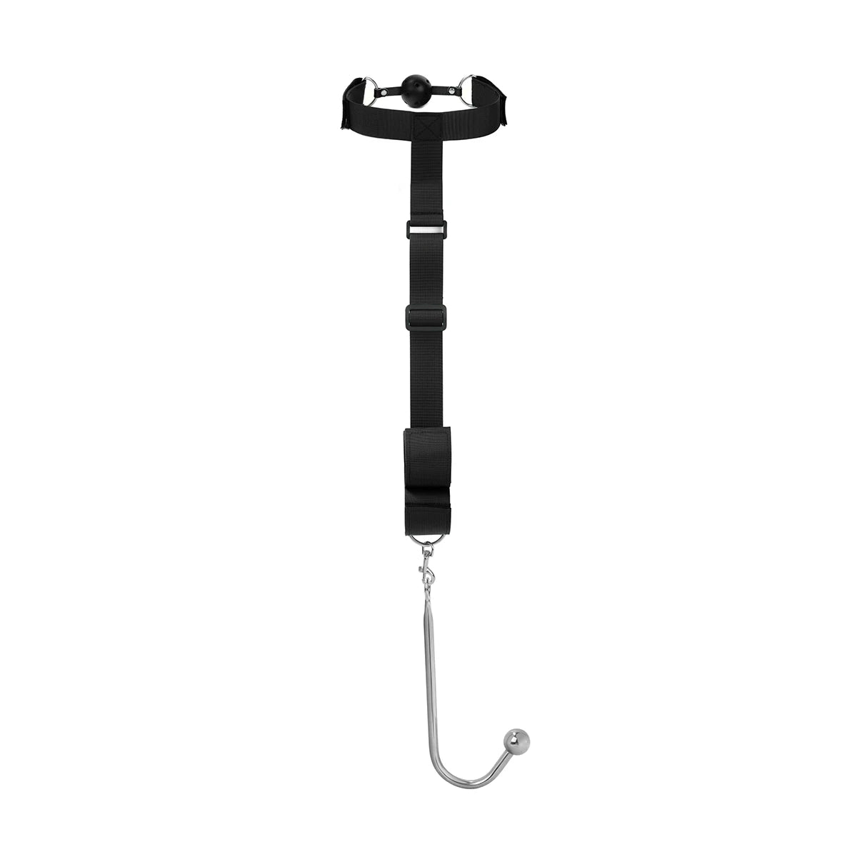 Behind The Back Handcuff Mouth Gag Harness Restraints With Metal Anal Hook Kinky BDSM Bondage Erotic Products For Adult Games