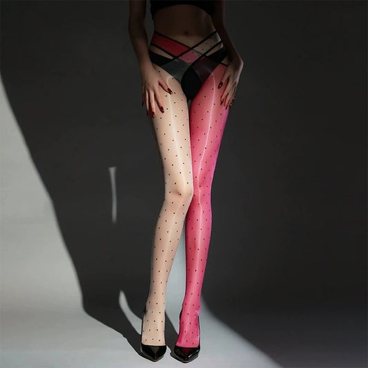 ASHBURN™ 1D Glossy Cross Thigh High Stockings – Ultra Thin, Four-Side Open Crotch Tights