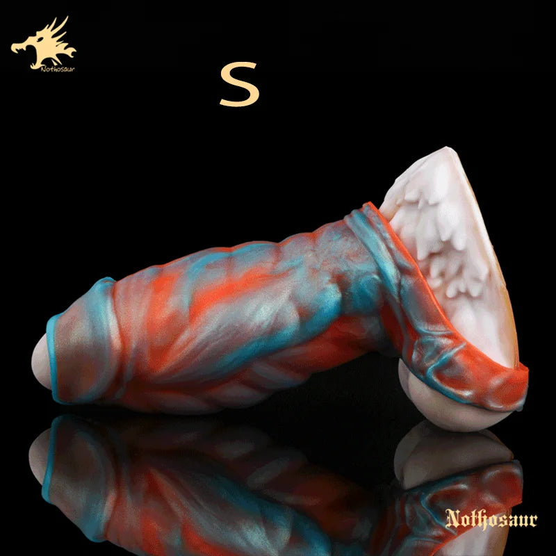 Fantasy Ribbed Dragon Penis Sleeve Soft Silicone Sex Toys Sheath Stretchable Cock Enlargement Hollow Dildo Male Masturbator