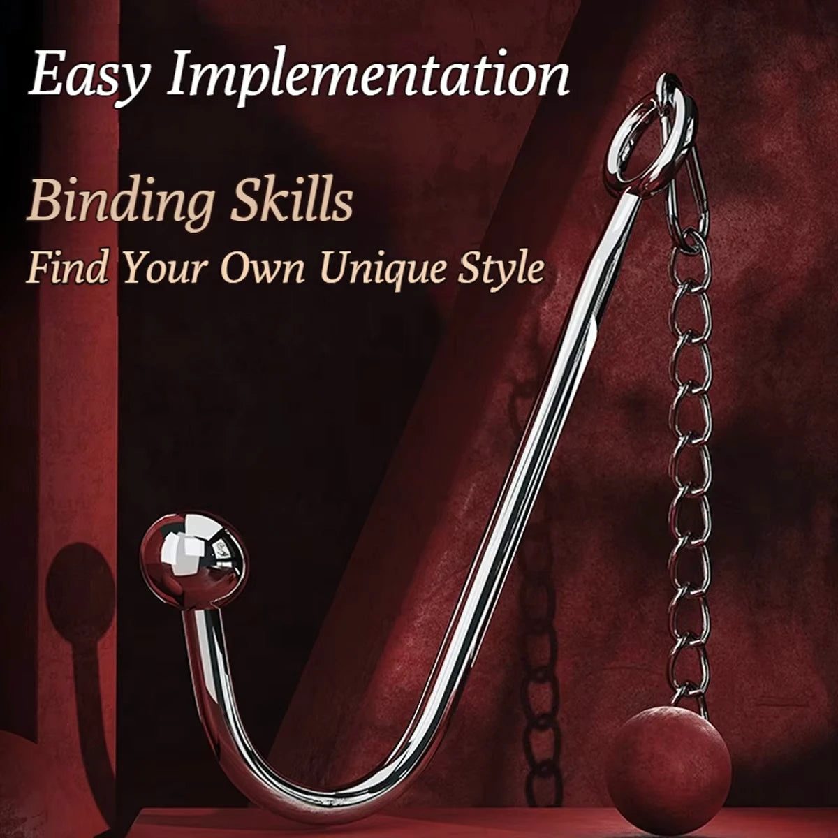 JIUAI Metal Anal Hook with Leather Collar Sexual Kits BDSM Erotic Bondage Restraint Game for Fetish Couples Adult Anal Sex Toys