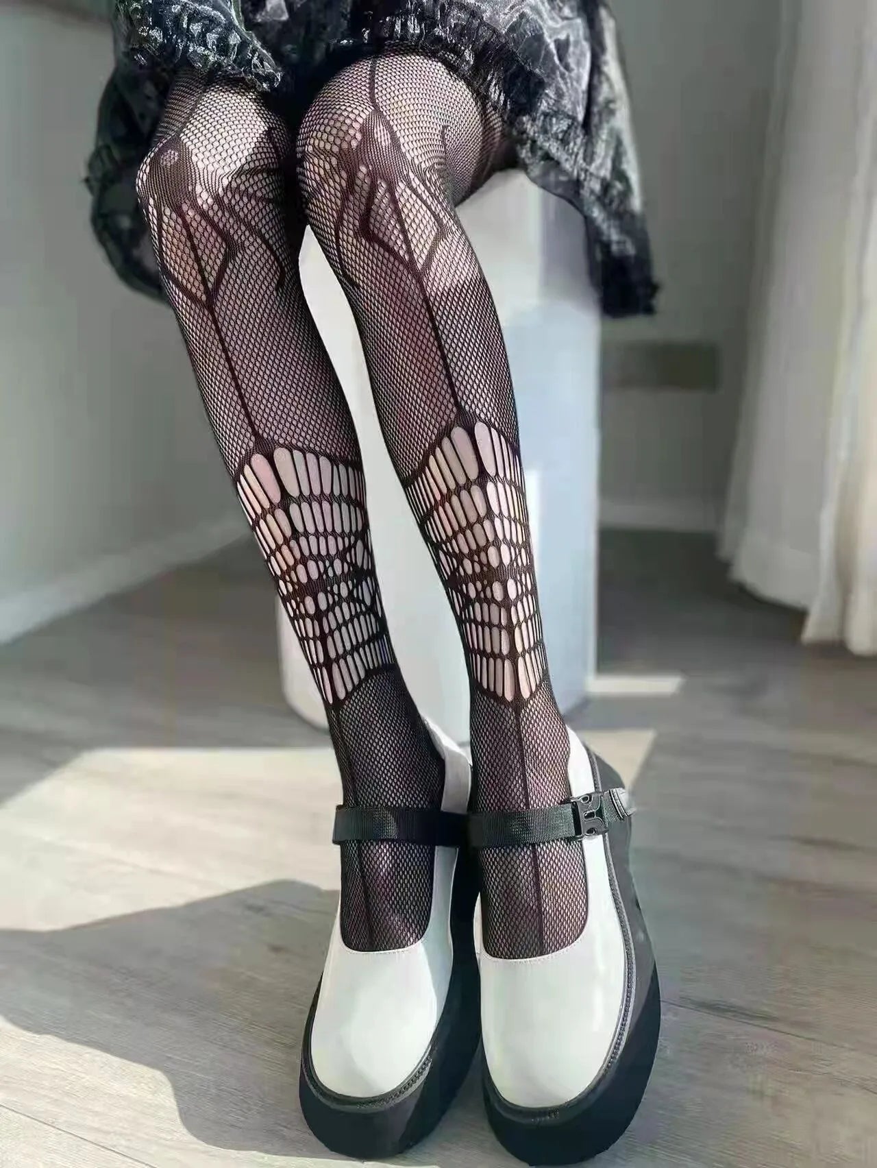 New Sex Sheer Pantyhose High Elastic Jacquard Red Fishnet Stockings Socks Sexy Stockings Flame Net Pants Spider Skull Tights