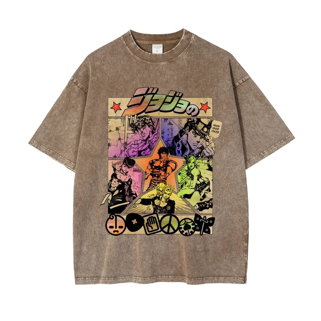Men Tees Jojo's Bizarre Adventure Anime Washed T Shirt Oversized Graphic T-Shirts Manga Gift for Lover Y2k Tops Man Clothing