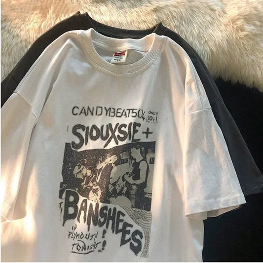 Vintage T-shirts Women Short Sleeve Shirt Women Man Hip Hop Short Sleeve Streetwear Harajuku Oversized T-shirt Clothes Tee