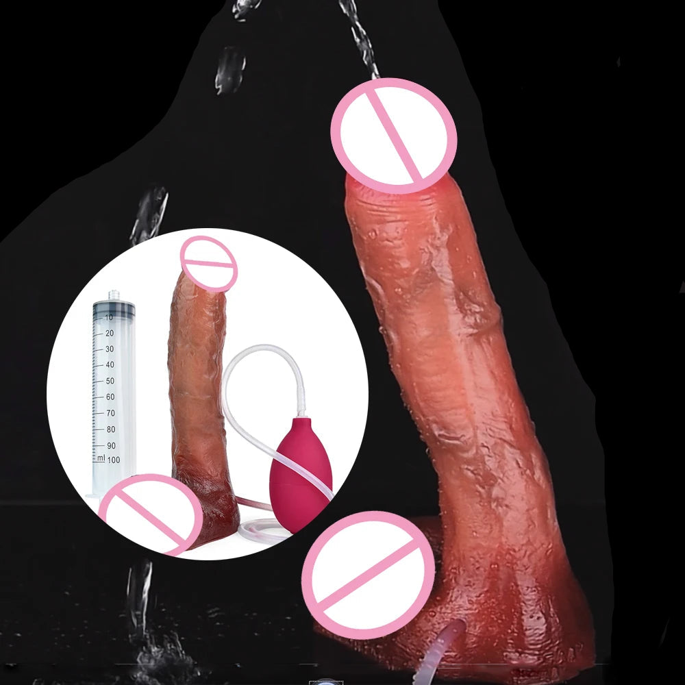 ASHBURN Lifelike Squirting Penis Silicone Ejaculation Large Realistic Dildo With Sucker Skin Touch