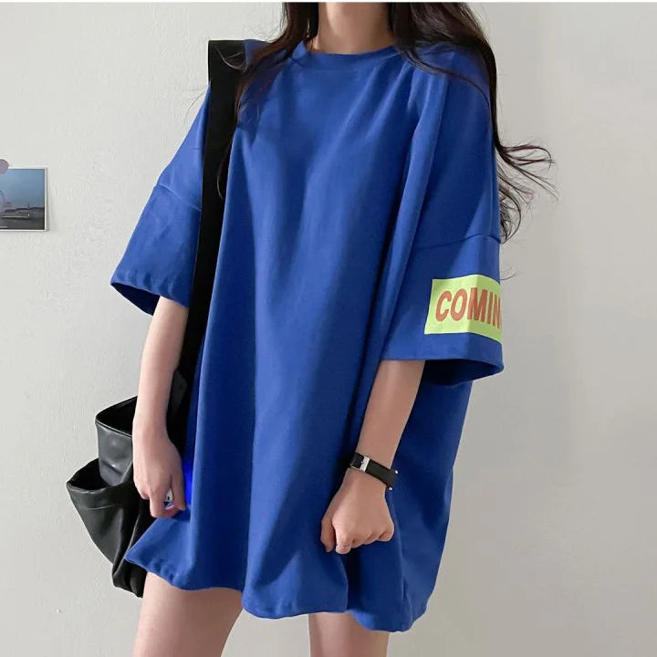 2024 Summer Ladies Sport Wear Korean Version New Cotton Short Sleeve Top Outdoor Casual Teenage Girls Popular O-neck T-shirt