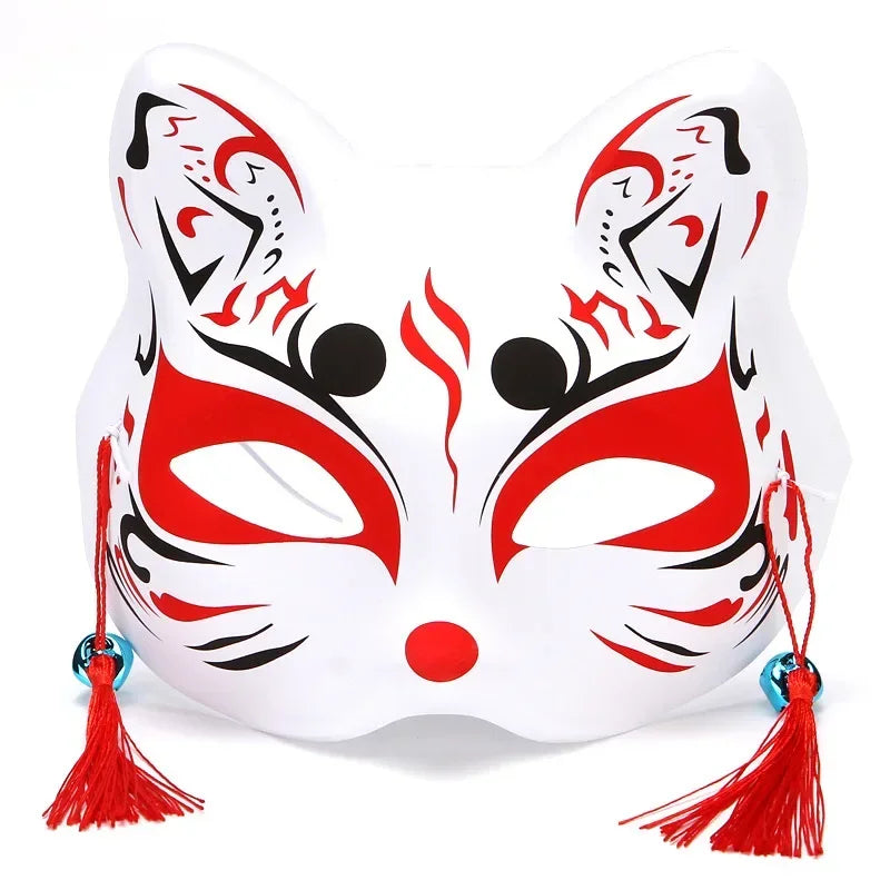 Fox Mask Japanese Cosplay Mask Half Face PVC Kabuki Kitsune Masks Masquerade Anime Cosplay Cat Mask Rave Festivals Party Props