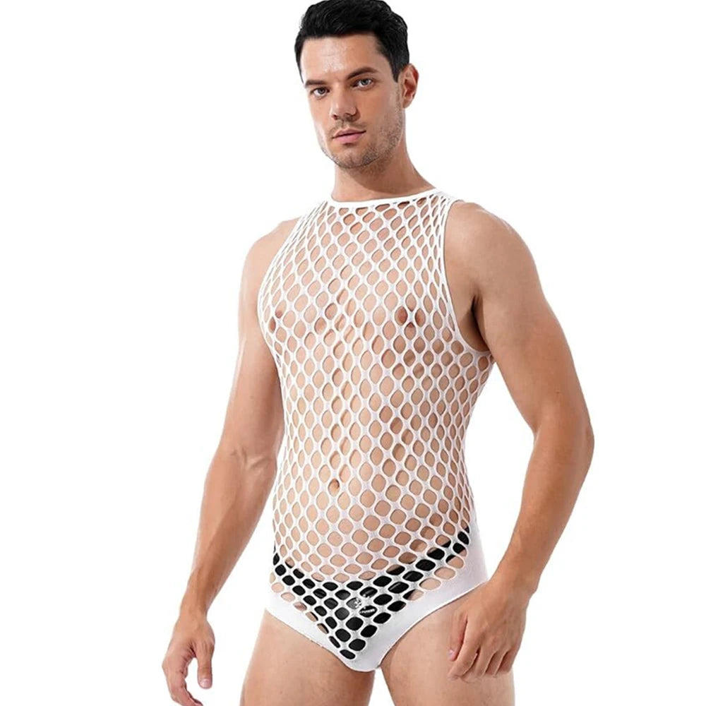 Sexy Lingerie Mens Fishnet Bodystocking Gay Open Crotch Sex Underwear Erotic Dress Bodysuit Exotic Porn Babydolls Outfits