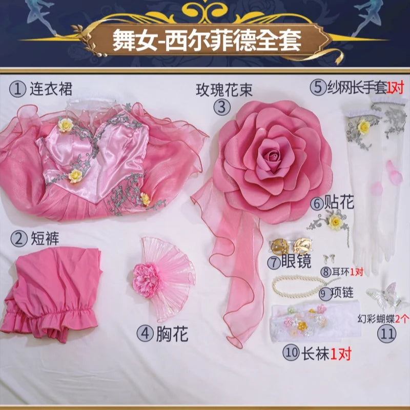 Identity V Margaretha Zelle Dancer Cosplay Costume For Halloween Christmas Survivor Dancer Role Play Valentine's Day Game Outfit