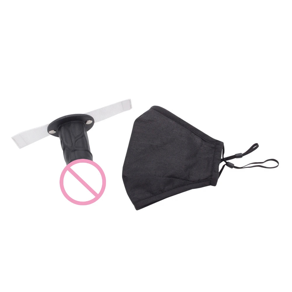 Face Mask with Detachable Dildo Gag Strap On Face Dildo Mouth Penis Deep Throat Adjustable BDSM Adult Sex Toy For Women Couples