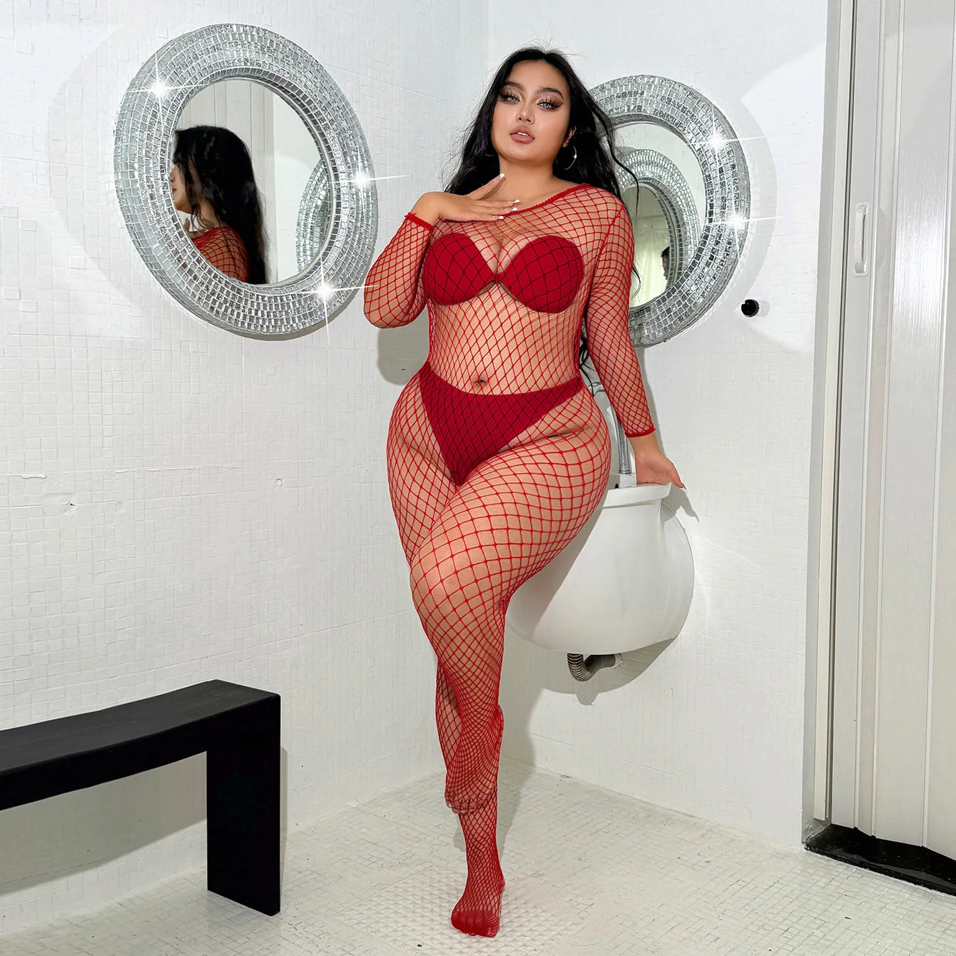 Sexy Fishnet Bodystockings Women Erotic Lingerie Fishnet Bodysuit Outfits Lace Underwear Erotic Mesh Stockings Porn Set Costumes