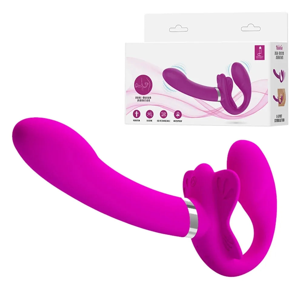 Strapless Strap-on Dildo Vibrators for Women Double-heads Vibrating Penis Lesbian Erotic Toys for Adult Sex Toys for Couples