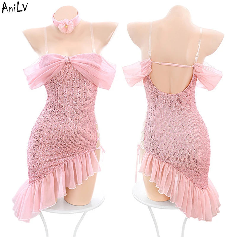 AniLV New Women Mermaid Series Uniform Cosplay Carnival Pool Party Sea Princess Blings Shiny Scales Dress Outfits Set Costumes