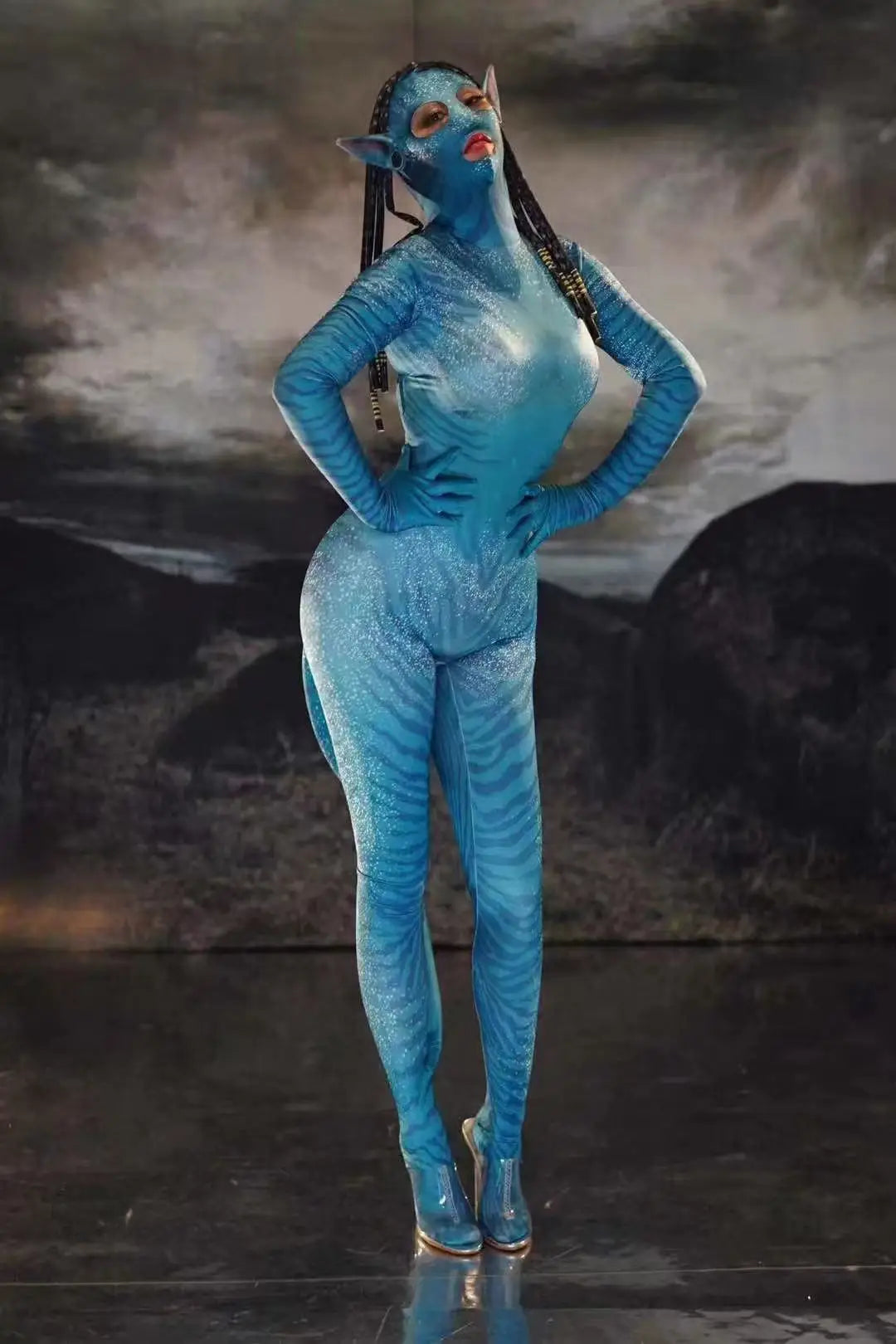Cosplay Nightclub Singer Dancer Stage Wear Rave Outfits Vintage Print One Shoulder Jumpsuit Men Women Pole Dance Costume