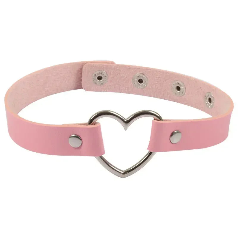 Sexy PU Leather Peach Heart Chain Collar BDSM Bondage Slave Body Harness Necklace Sex Toys for Couple Game