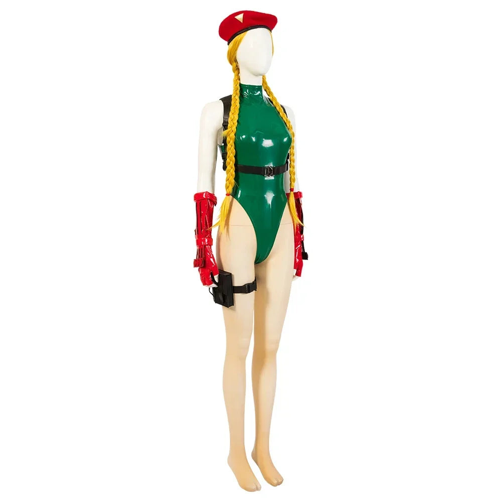 Games Cammy Cosplay Costumes Halloween Sutorito Faita Anime Cosplay Cammy Green Jumpsuit  Cosplay Costumes