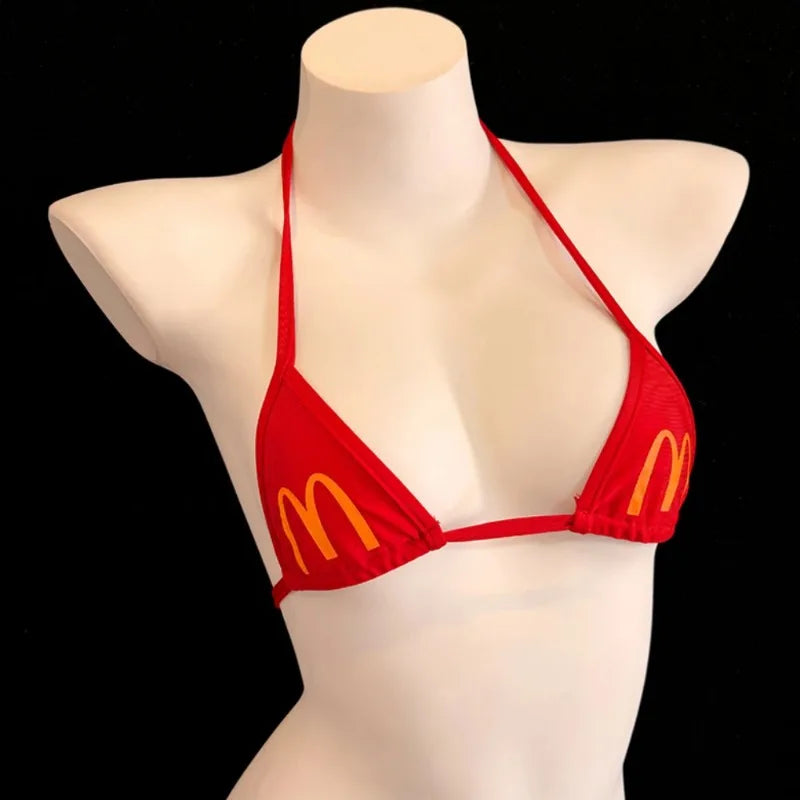 Anime Sexy Underwear Role Play Lingerie Summer Women's Swimsuit Bikinis Set Backless Lace-Up Bra Thong Underwear Nighties