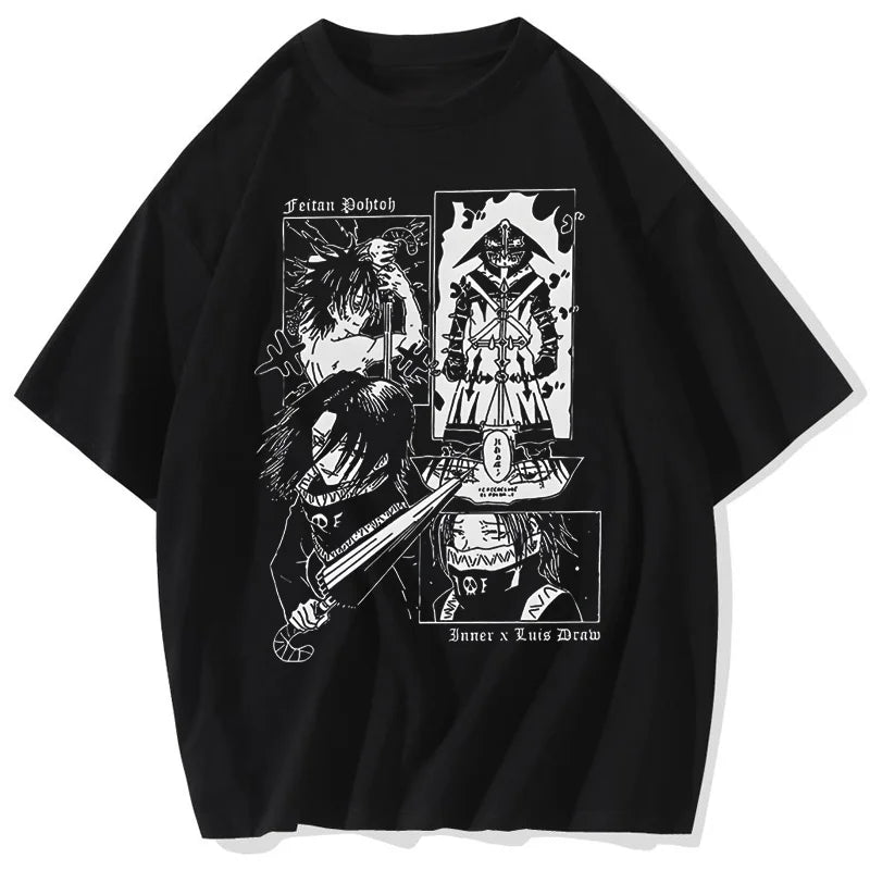 Feitan Men's T Shirt Anime Casual Tee Shirt Short Sleeve T-Shirt Cotton Summer Streetwear Anime Clothing
