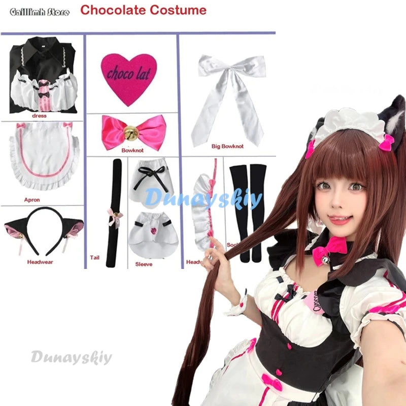 Vanilla Cosplay Costume In Stock Maid Dress Maid Outfit NEKOPARA Chocola Vanilla OVA Maid Game Uniform Cat Neko Girl Women