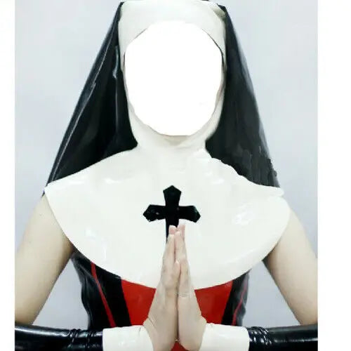 Fetish 100% Latex Gummi Schwarz Maske Kapuze Hood Tight Nonne Zipper 0.4mm Size S-XXL