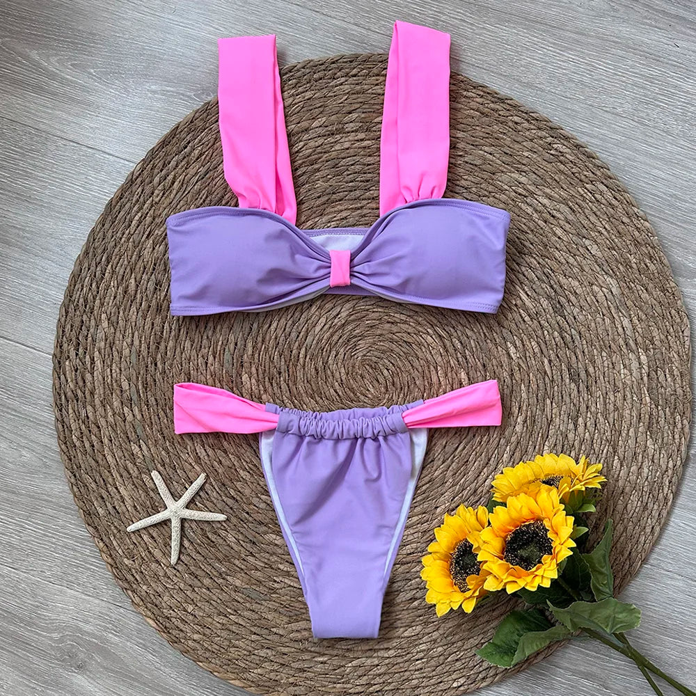 ASHBURNS Black Bikini 2024 Sexy Micro Mujer Bikini Set Women Swimsuits Female Swimwear Brazilian Biquini Swimming Suit Solid Beachwear