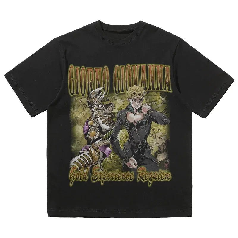 2024 Popular American T-shirt Vintage Anime Print Short Sleeve Loose Cotton Men and Women Comfortable Breathable High Quality